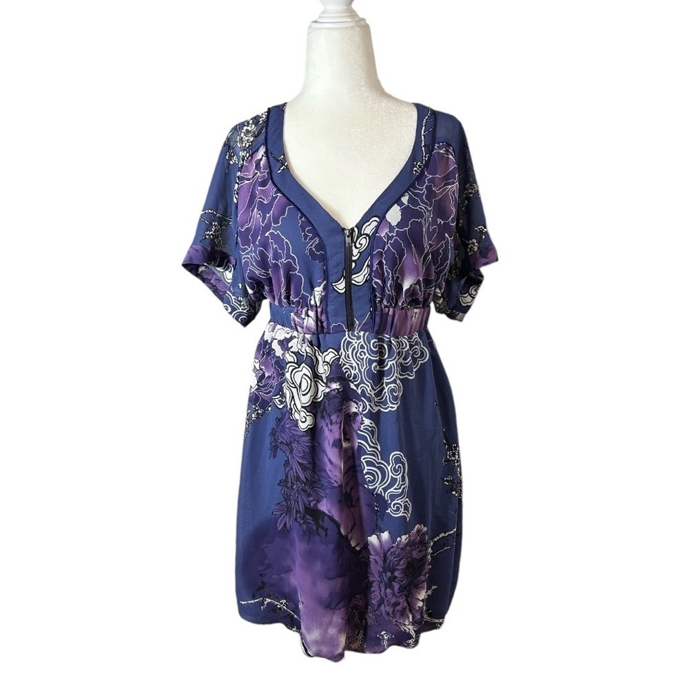 Guess Floral Spring Summer Dress Size 5 Sheer back Chiffon